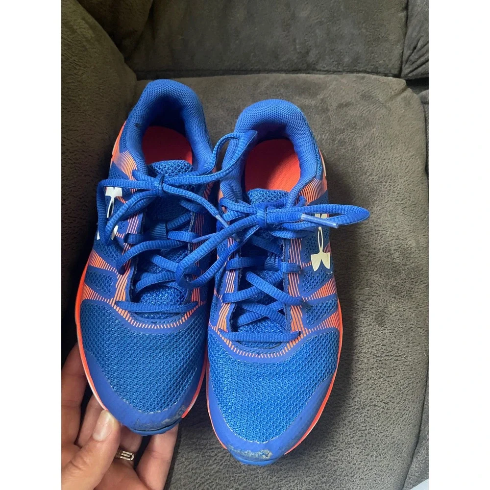 Under Armour Thrill 3 Blue Orange Kids Running Shoes 3019923-600 Size 3Y